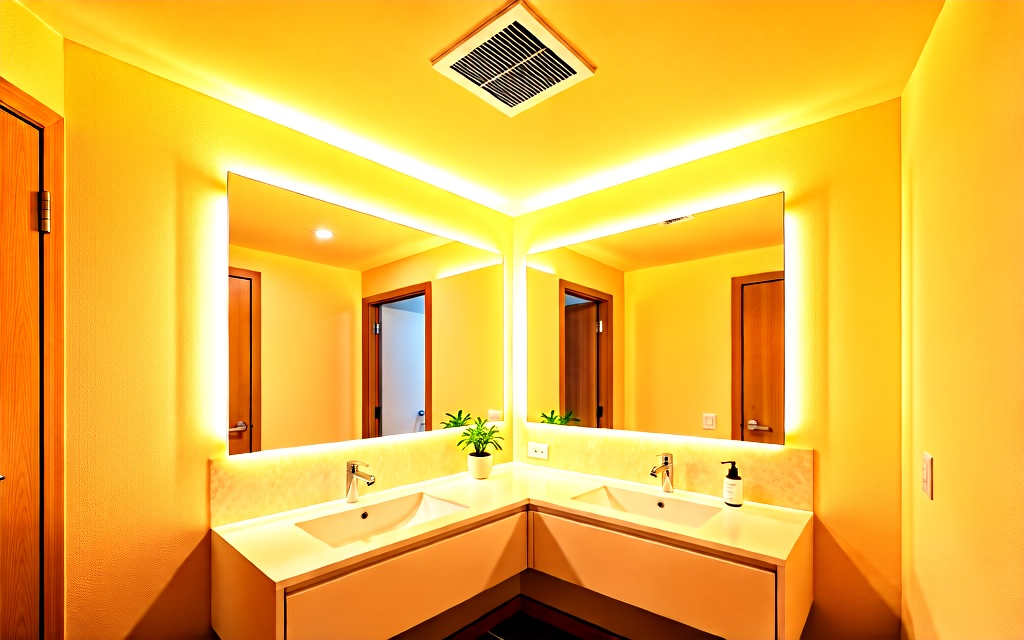 Bright modern bathroom with a ceiling exhaust fan