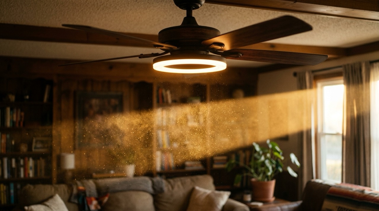 Ceiling Fans by Room: Living room fan illuminating dust Living room fan illuminating dust — Ceiling Fans by Room