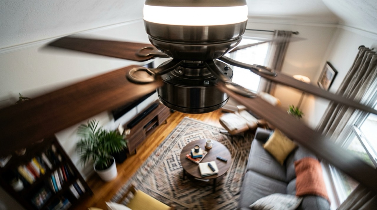 Spinning ceiling fan rotating room — Ceiling Fan Direction & Usage