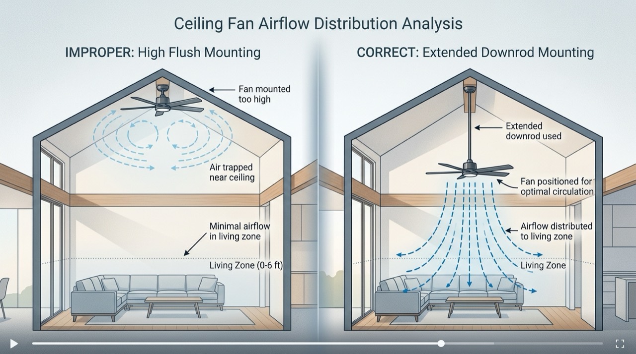 Fan mounting height comparison — Ceiling Fan Installation & Wiring