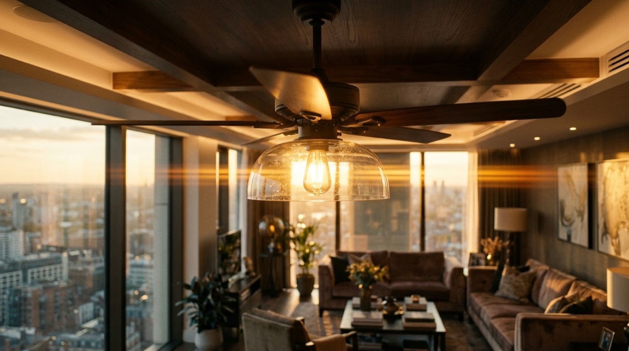 Large high-airflow ceiling fan in a great room