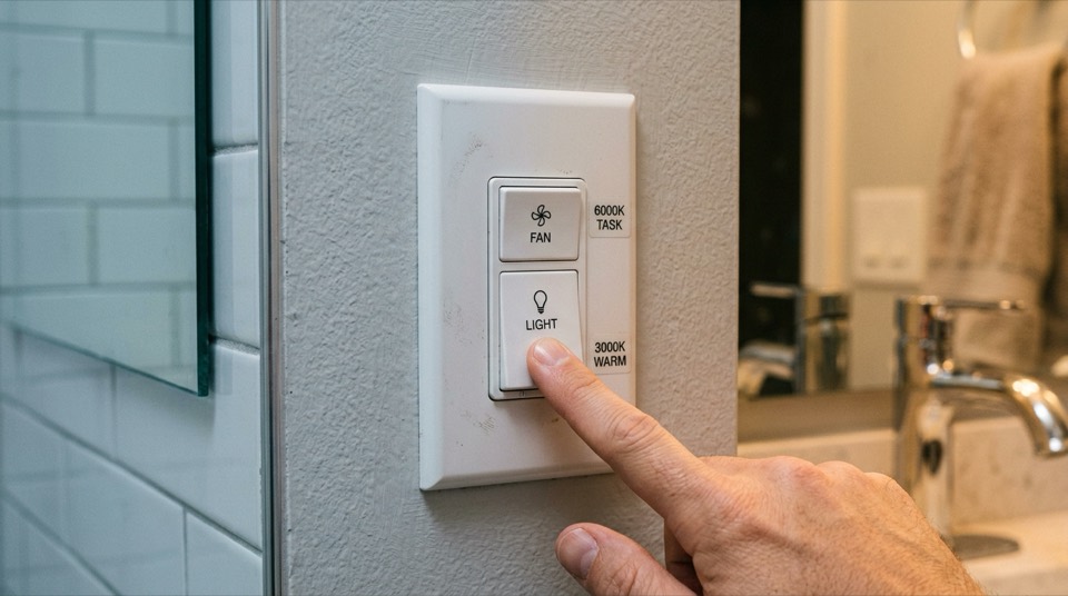 Hand pressing wall switch button — Smart Ceiling Fans