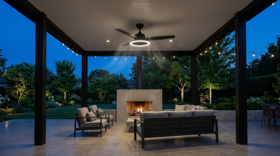 Modern outdoor fan circulating air — Ceiling Fan Styles & Finishes