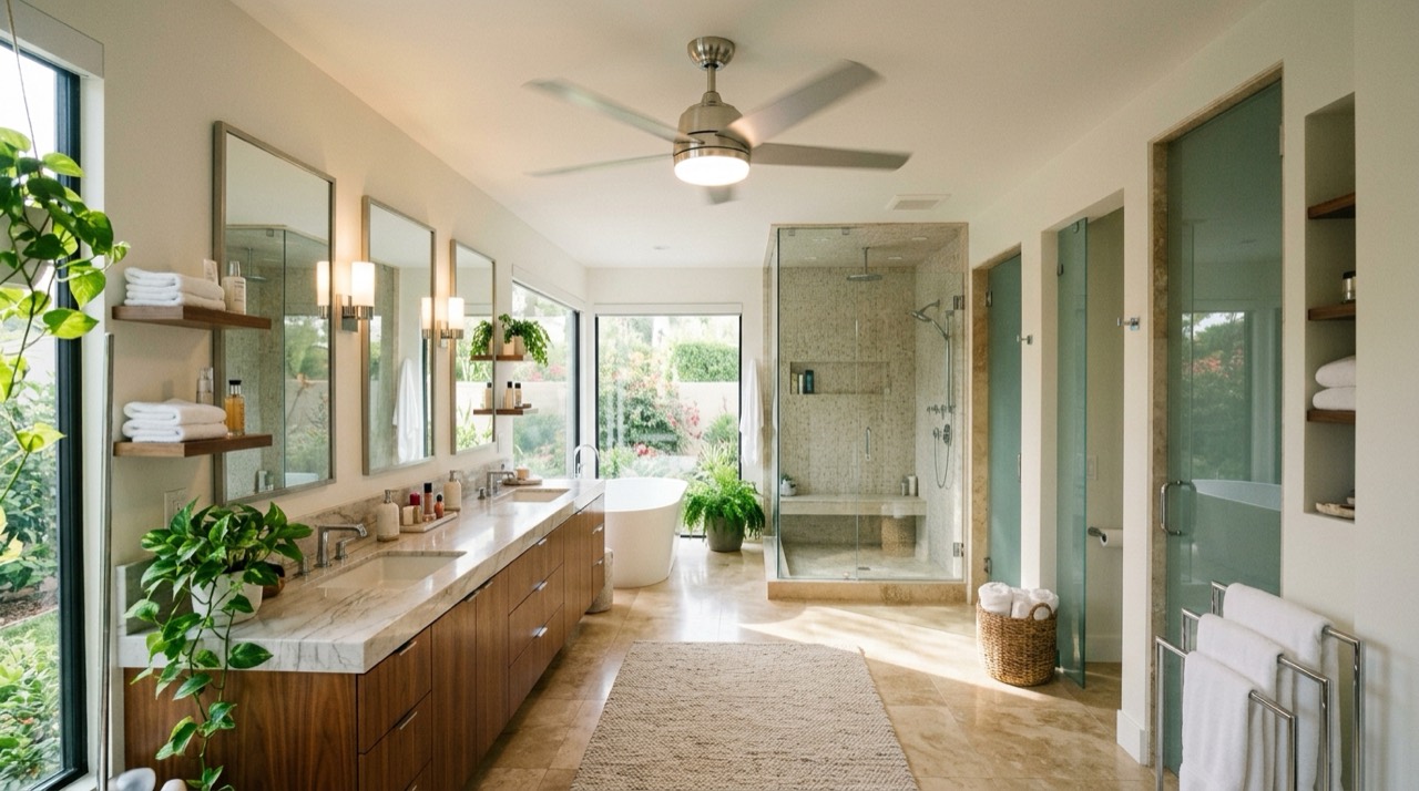 Bathroom vanity and ceiling fan — Bathroom Exhaust Fans