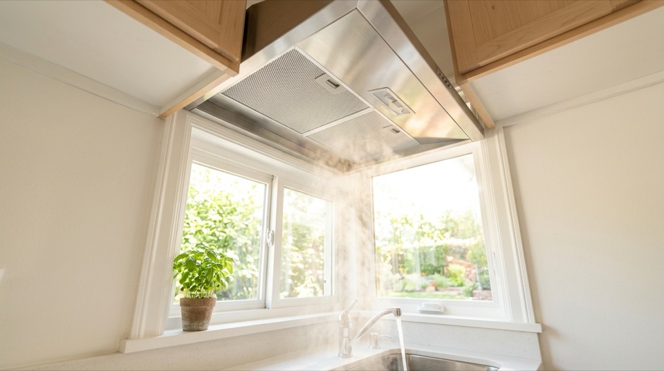 Kitchen fan clearing steam — Bathroom Exhaust Fans