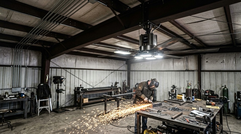 Sparks flying in metalworking shop — Exhaust Fan Sizing & Installation