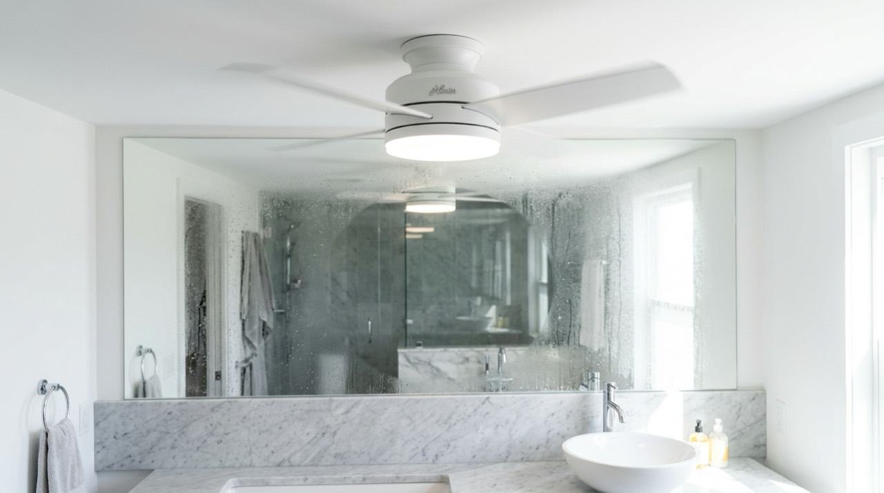 Ceiling fan clearing mirror fog — Exhaust & Ventilation Fans