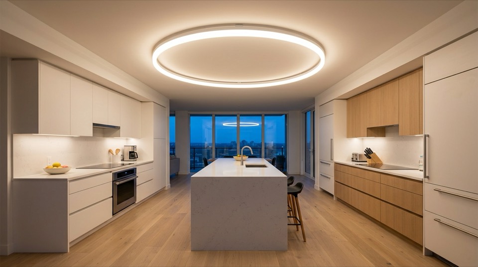 LED light illuminating kitchen — Lighting by Room