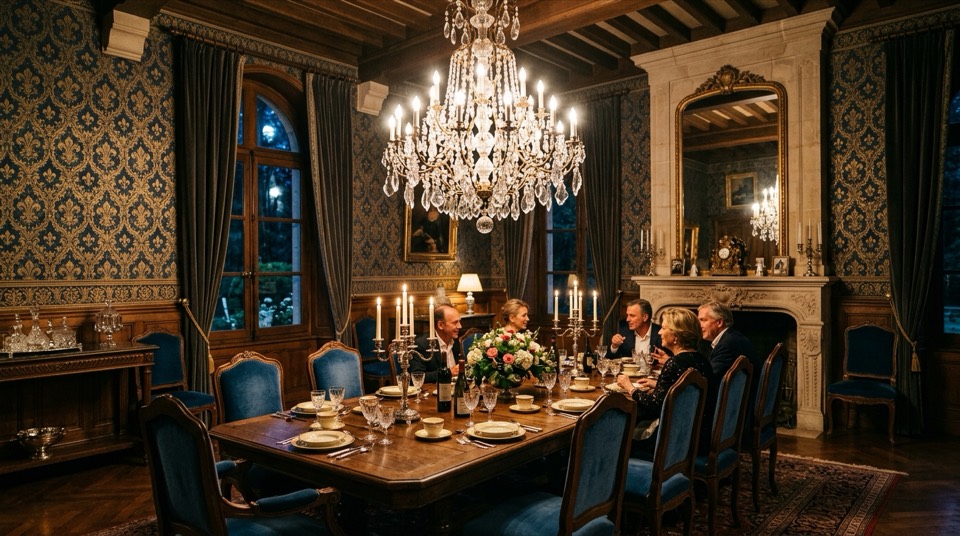 Crystal chandelier illuminating … — Chandeliers