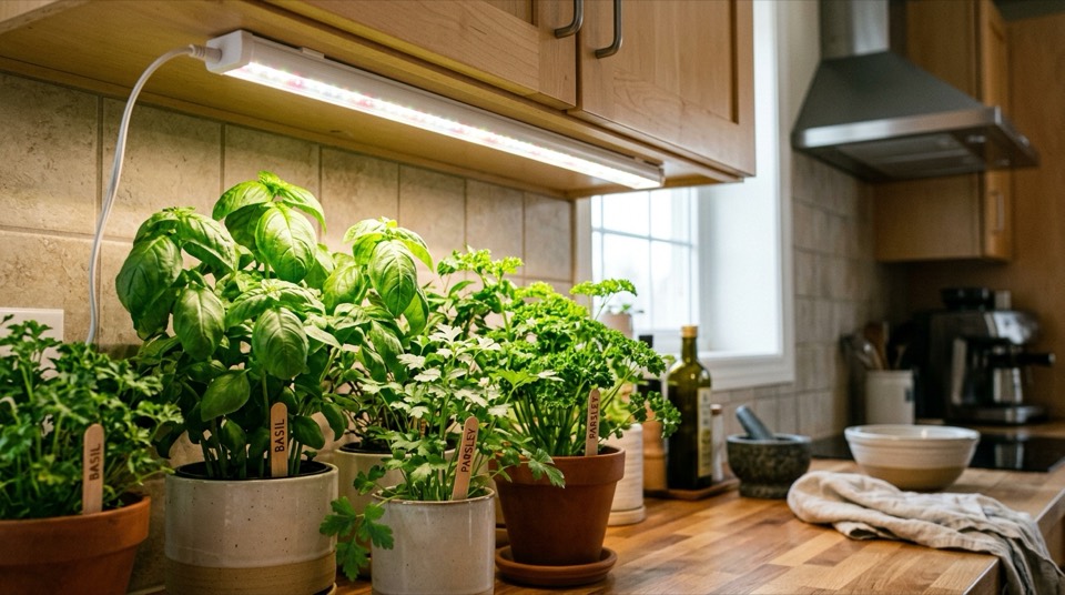 LED grow light nourishing herbs — Grow Lights