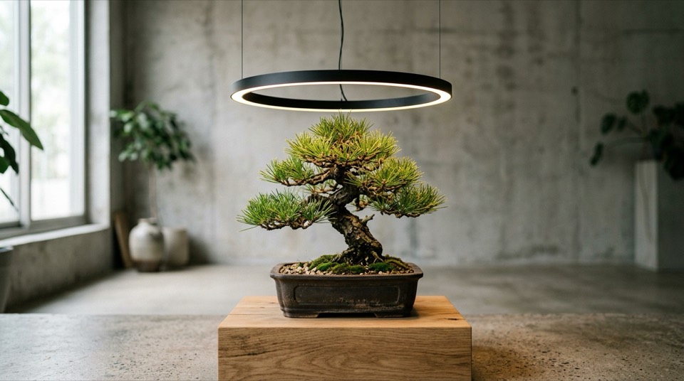 LED grow light above bonsai — Grow Lights