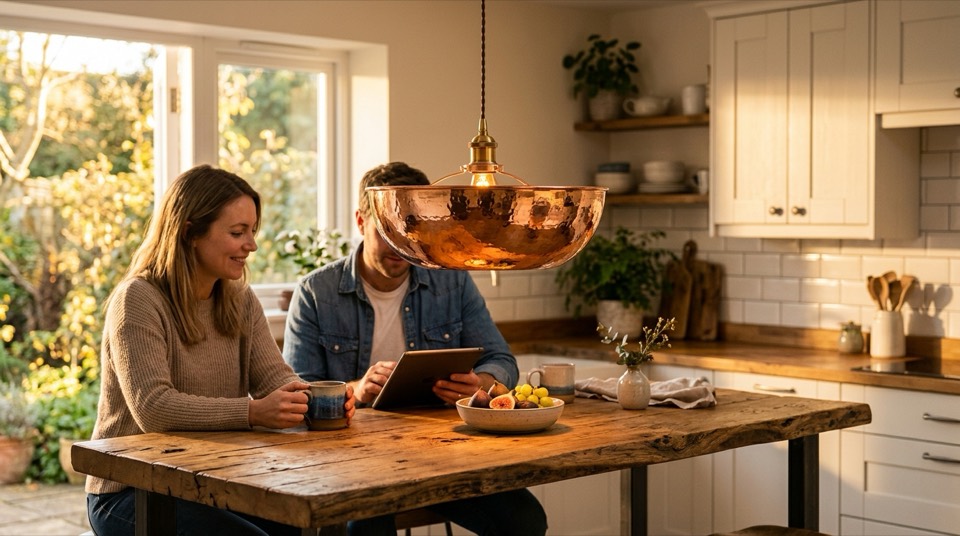 Copper bowl pendant light hanging — Pendant Lights