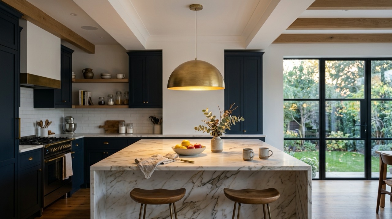Pendant light hanging over island — Pendant Lights
