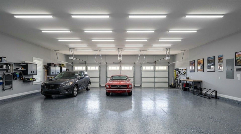 Shop, Garage & Work Lighting: LED battens installed in garage LED battens installed in garage — Shop, Garage & Work Lighting