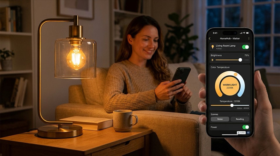Smart LED bulb glowing — Smart Lighting