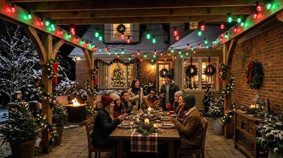String & Patio Lights: Outdoor string lights illuminate… Outdoor string lights illuminate… — String & Patio Lights