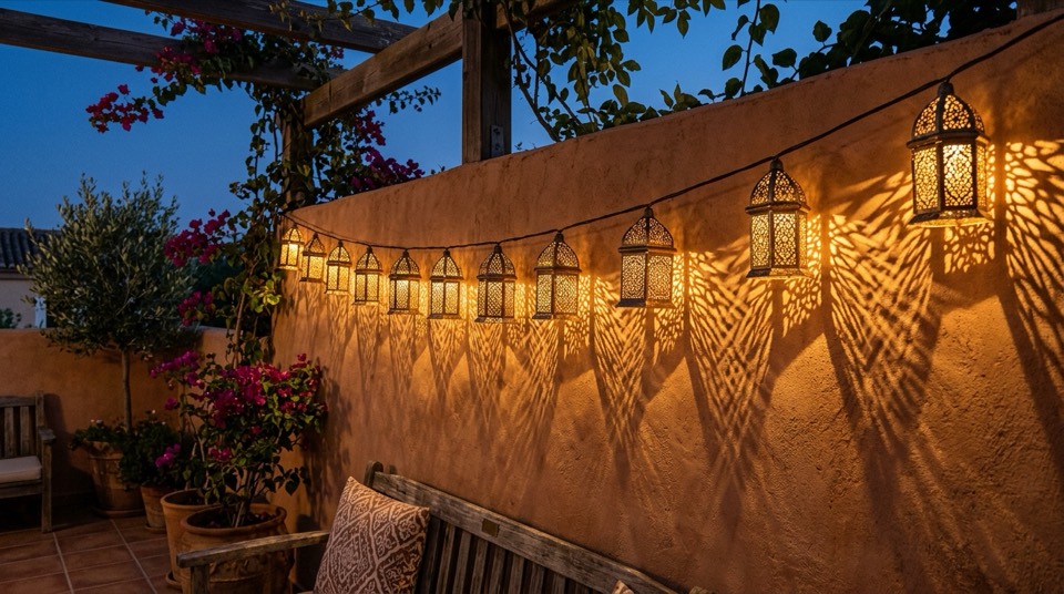 Moroccan lantern string lights c… — String & Patio Lights