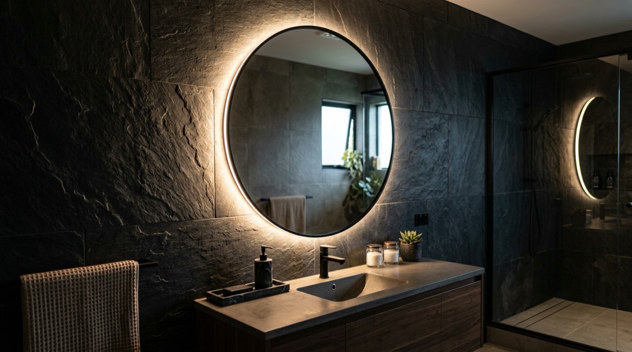 Vanity & Bathroom Lighting: Backlit LED vanity bathroom mirror Backlit LED vanity bathroom mirror — Vanity & Bathroom Lighting